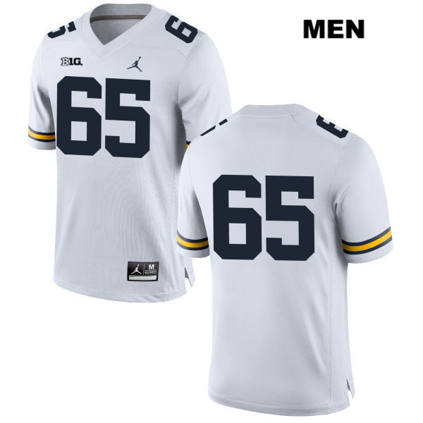 Men's NCAA Michigan Wolverines Connor Burrows #65 No Name White Jordan Brand Authentic Stitched Football College Jersey GV25B40MR